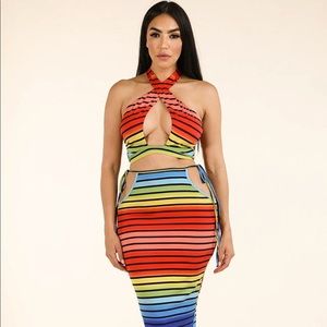 top & side cutout midi skirt